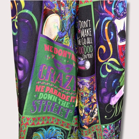 NWT JammyJob Mardi Gras Shirt Size L — Mask Graphic Button Front Top | Gift Idea - Picture 4 of 8